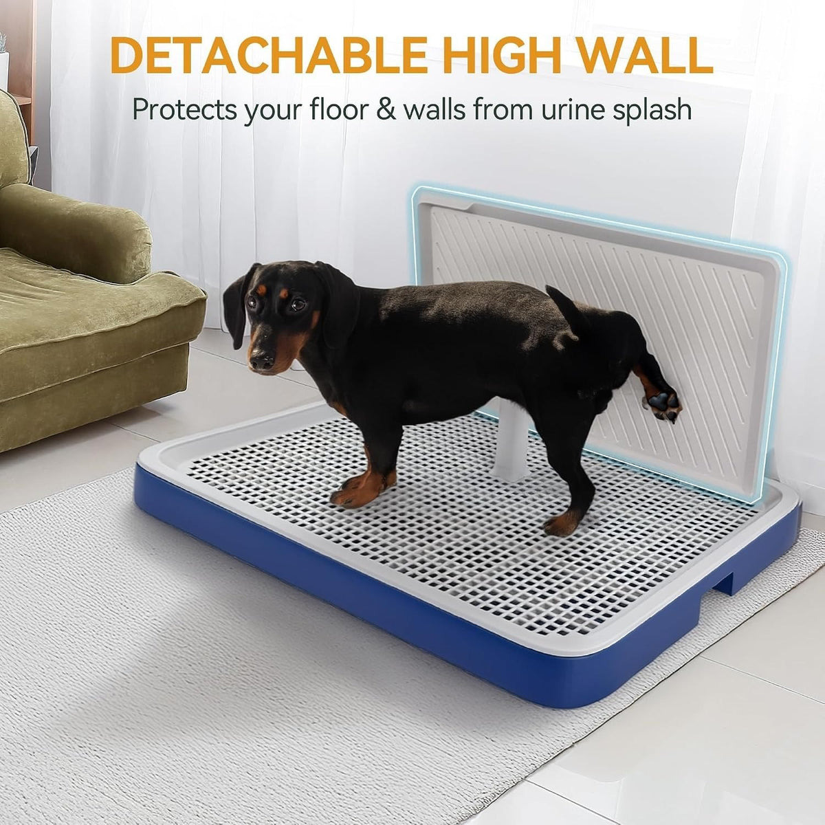Large Dog Potty Training Tray with High Splash Wall