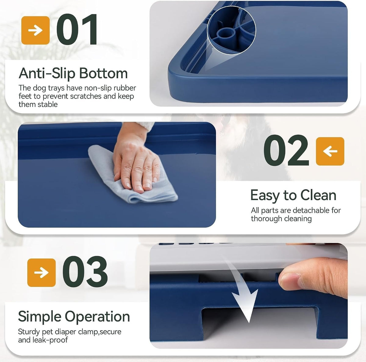 Large Dog Potty Training Tray with High Splash Wall