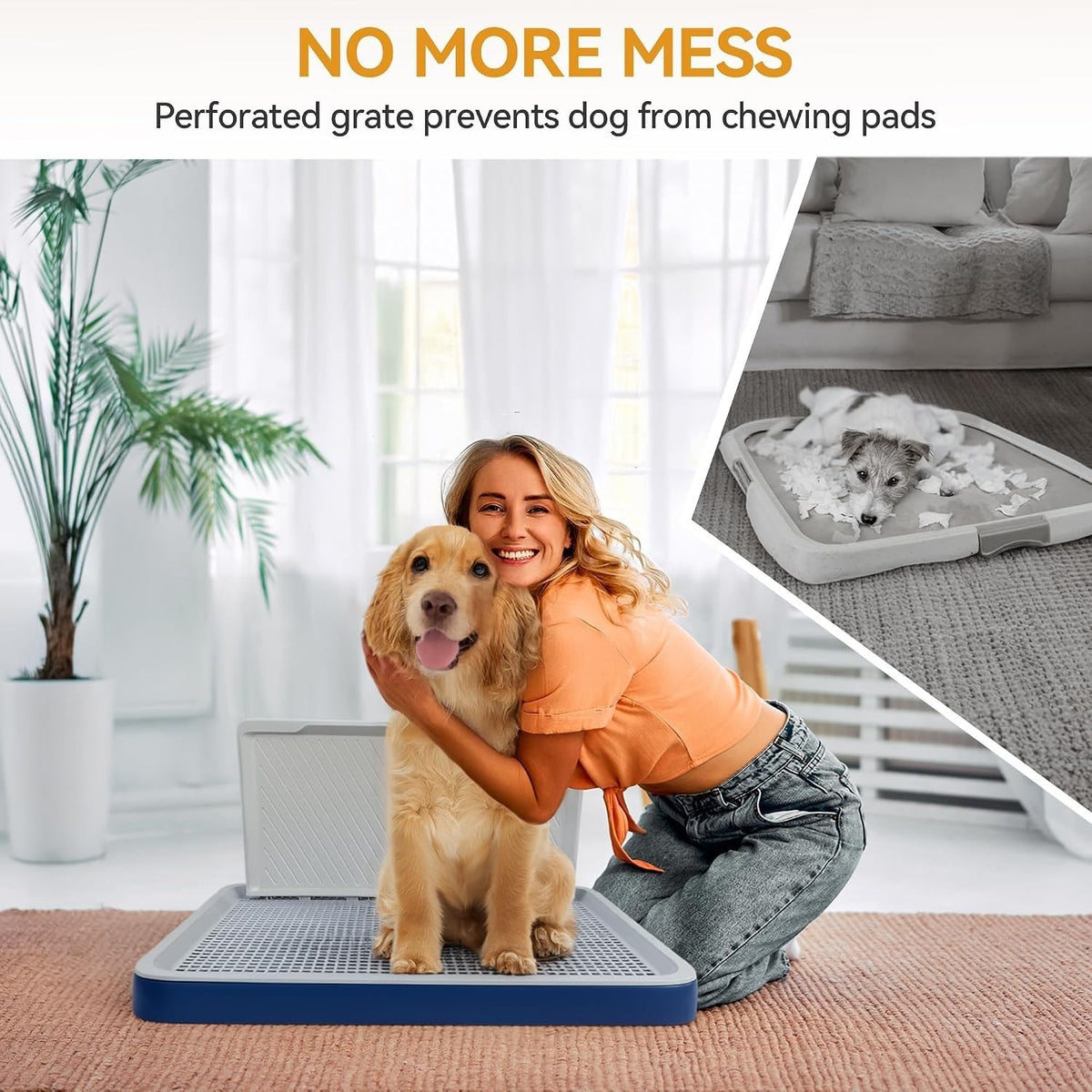 Large Dog Potty Training Tray with High Splash Wall