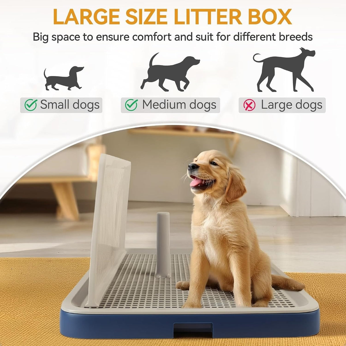 Large Dog Potty Training Tray with High Splash Wall