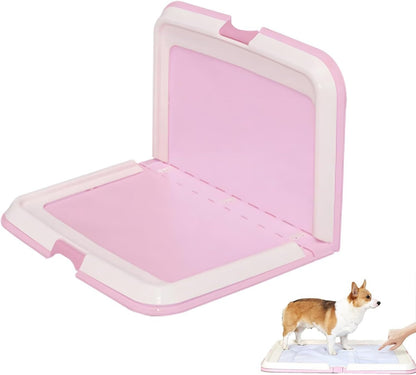 Foldable L-Shape Dog Toilet Tray with Splash-Proof Wall