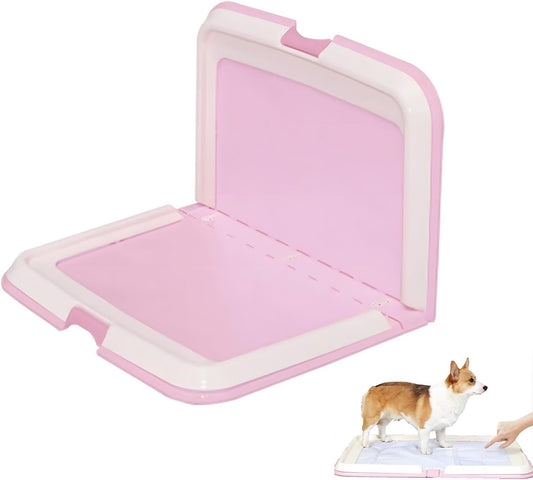 Foldable L-Shape Dog Toilet Tray with Splash-Proof Wall