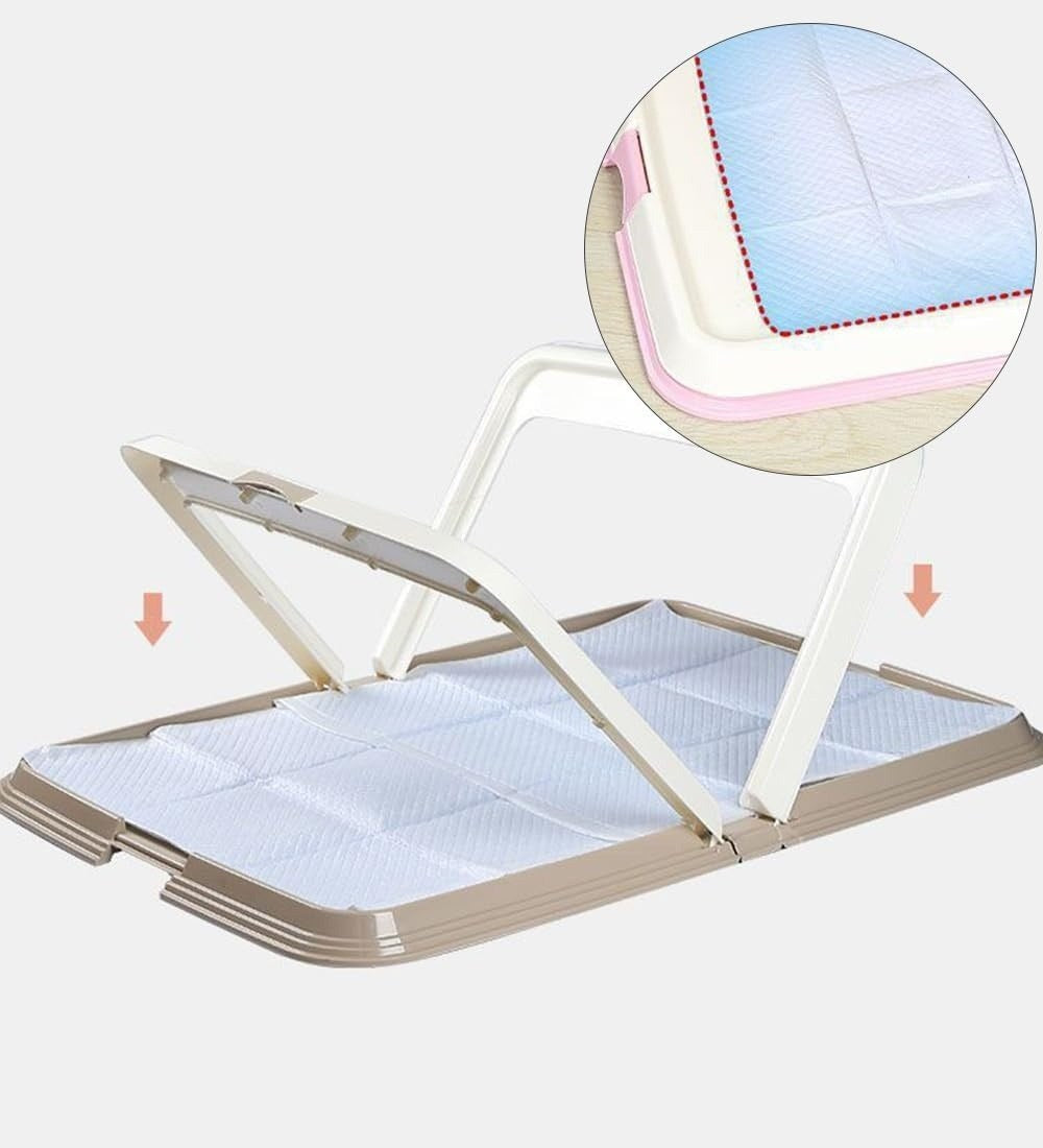 Foldable L-Shape Dog Toilet Tray with Splash-Proof Wall
