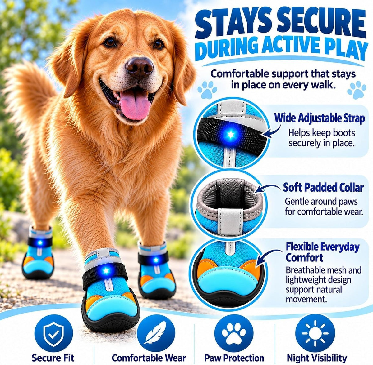 LED Light-Up Dog Boots