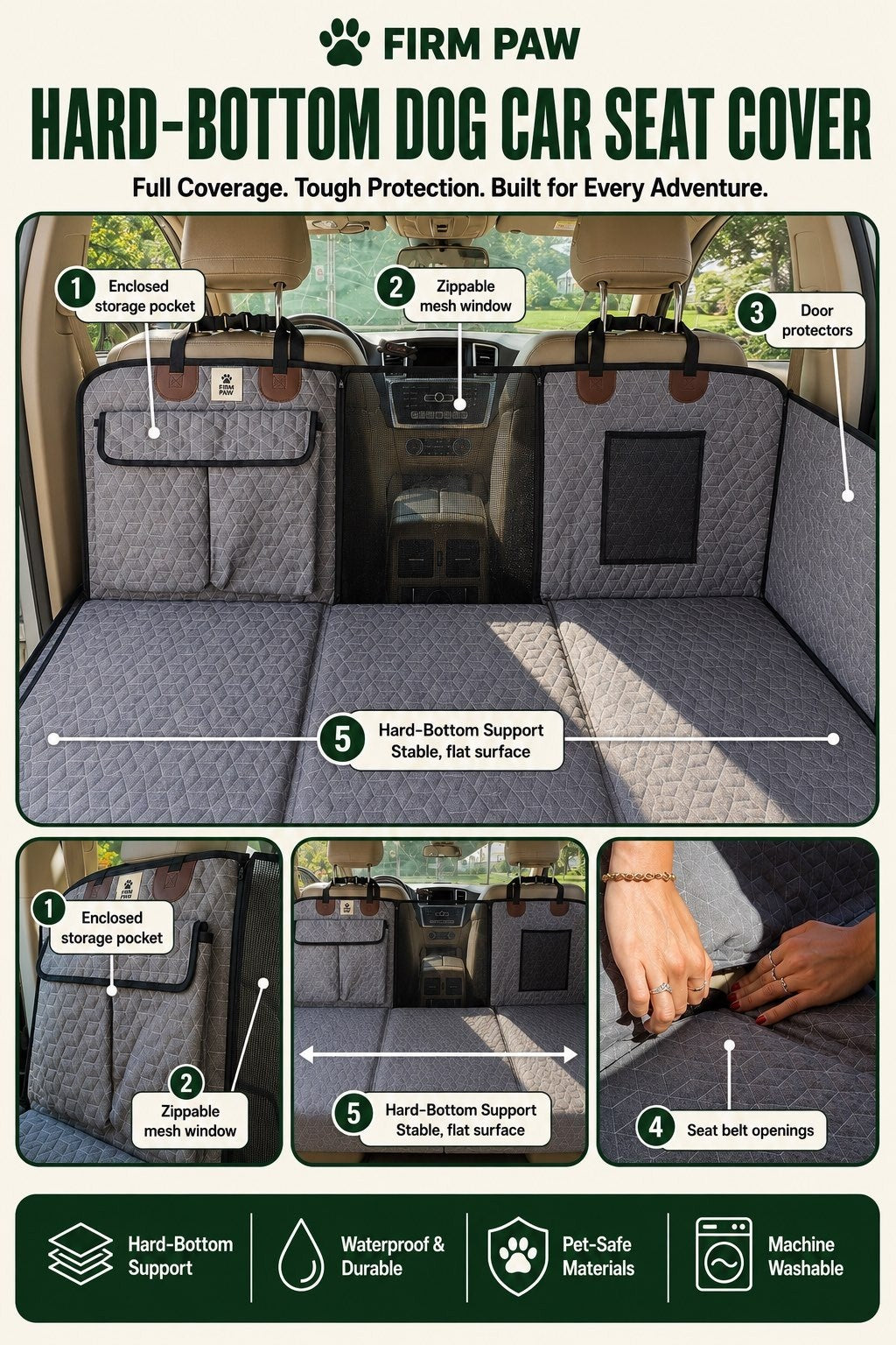 Hard Bottom Dog Car Back Seat Cover